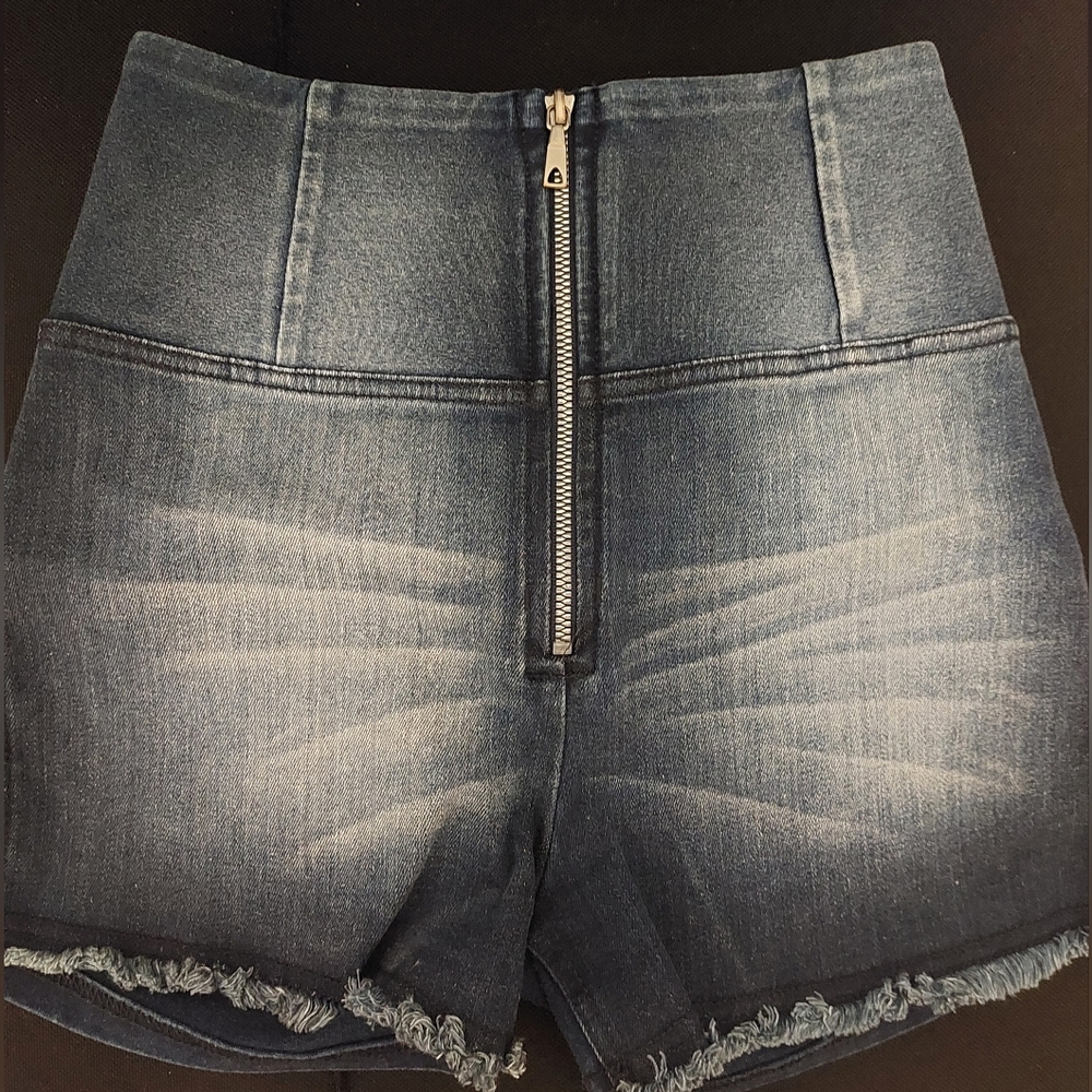 Freddy Blue Jean Shorts with Frayed Hem